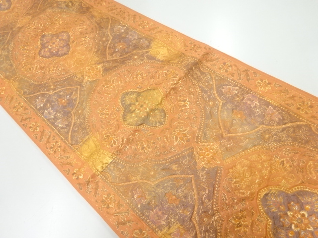 花更紗模様織出し袋帯